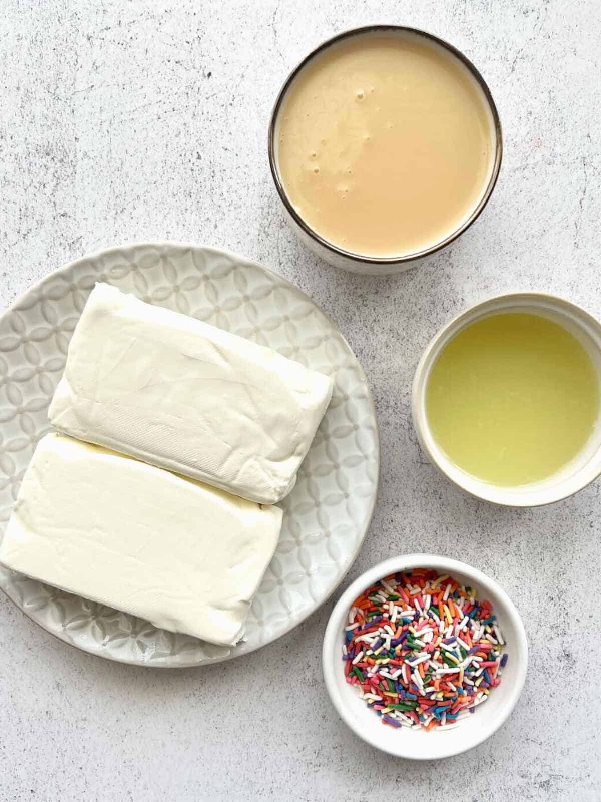 Ingredients needed to make Easter Dip recipe.