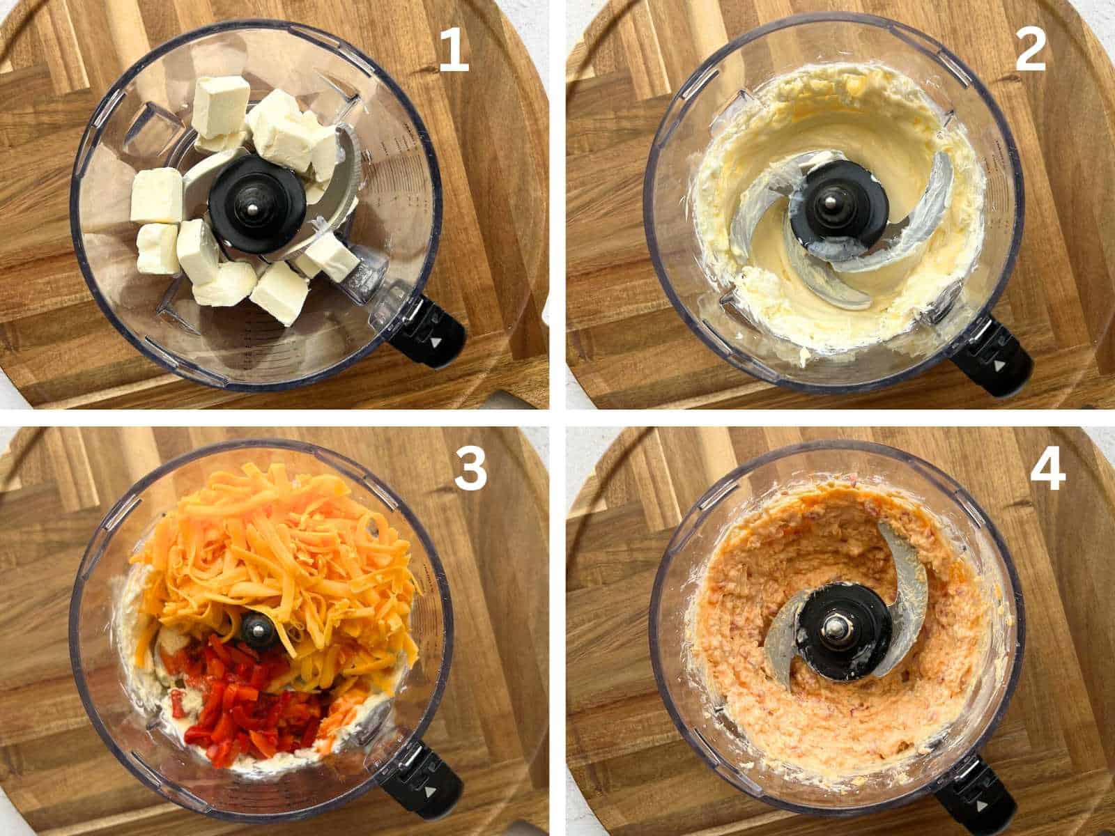Step by Step instructions on how to make pimento cheese.