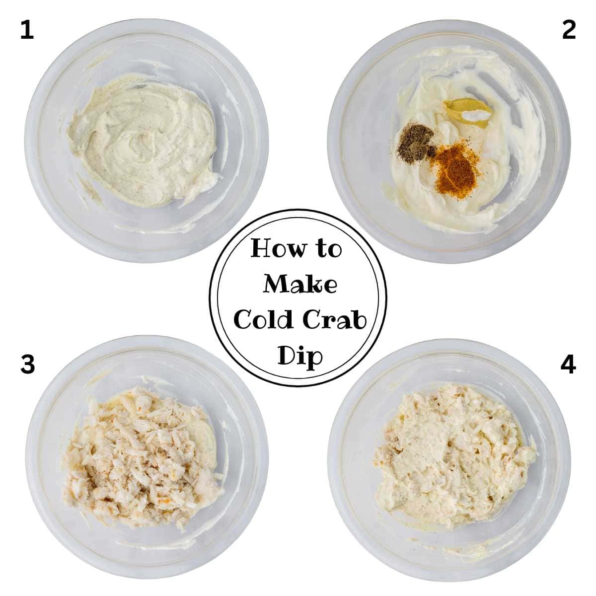 How to make cold crab dip step by step instructions.