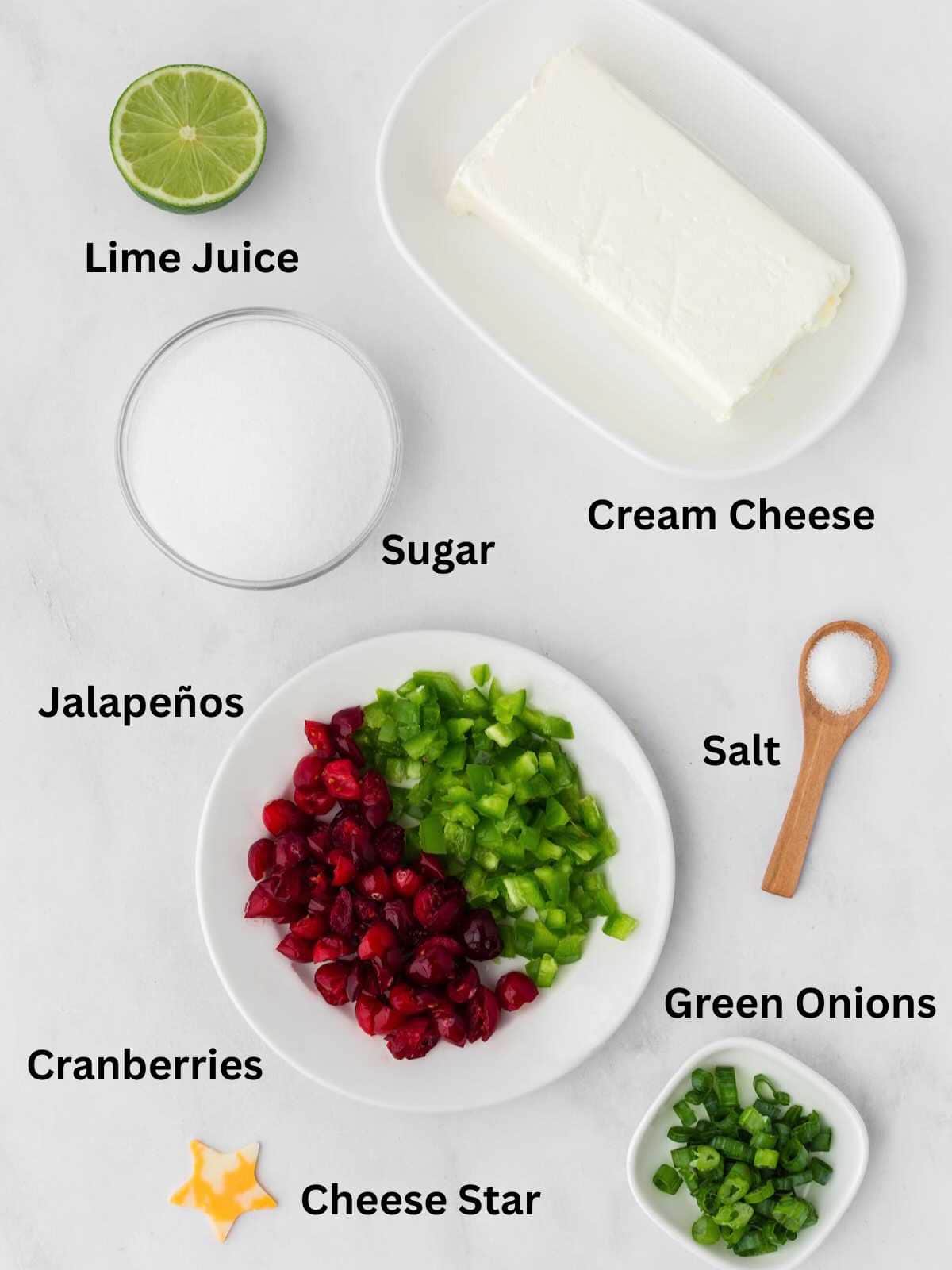 Ingredients needed for Cranberry Jalapeño Dip .
