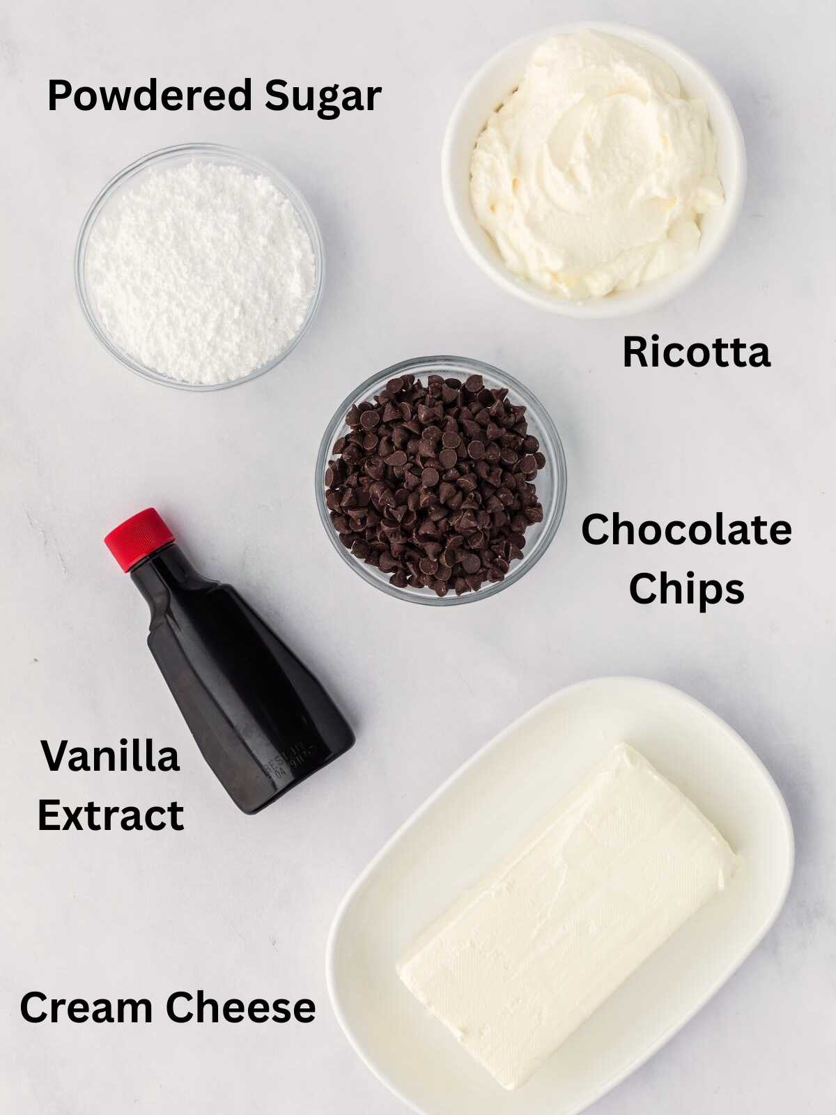 Ingredients for cannoli dip.