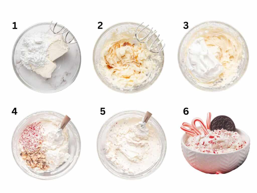 Step by step guide to making peppermint dip.