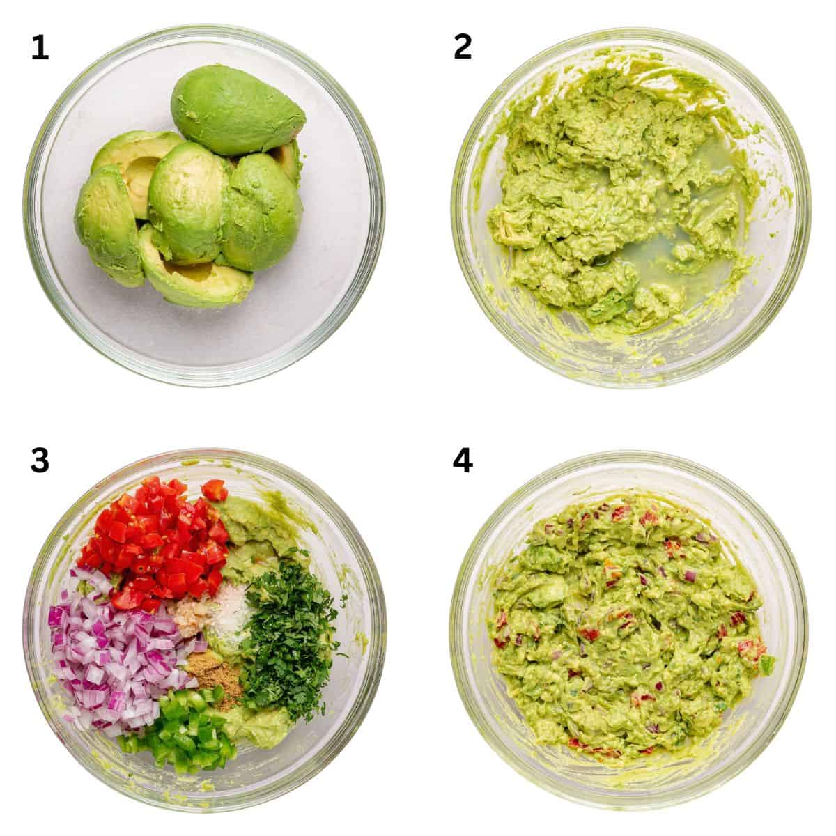 Step by step photos on how to make guacamole.
