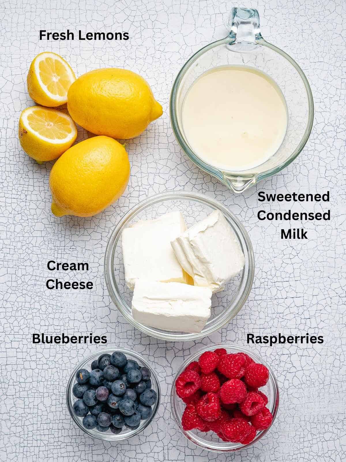 Ingredients needed for American Flag Dip.