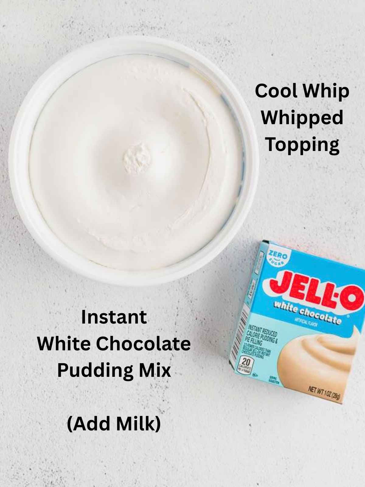 Ingredients needed to make Cool Whip Fruit Dip.