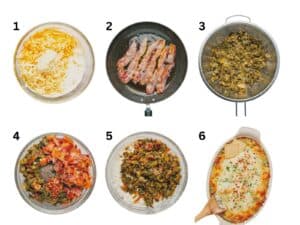 Step by step instruction photos on how to make collard green dip.