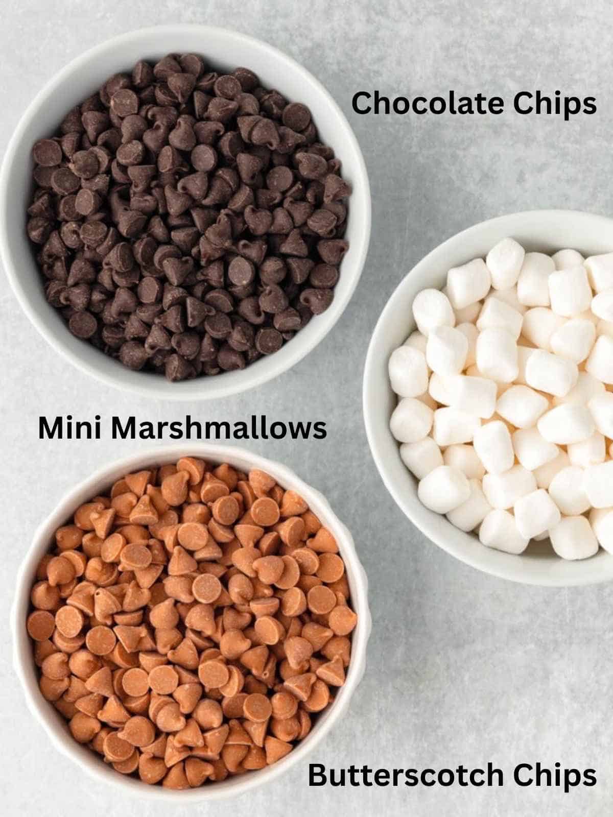 Ingredients needed for 3-ingredient s'mores dip.