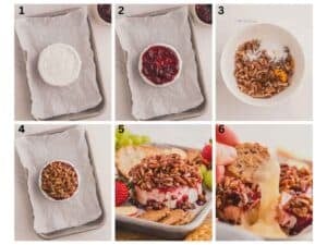 Step by step photos showing how to make baked brie.
