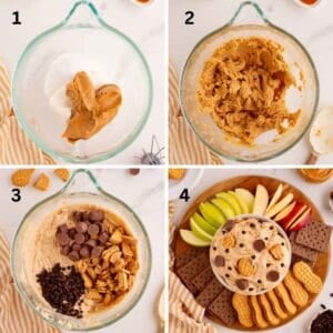 Step by step photos on how to make peanut butter dip.